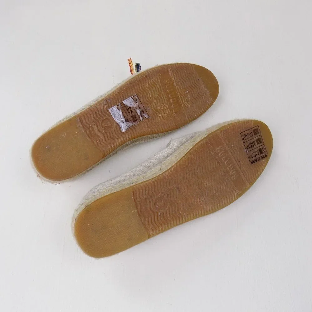 new! soludos espadrilles slip ons smoking flat loafer rainbow striped fringe